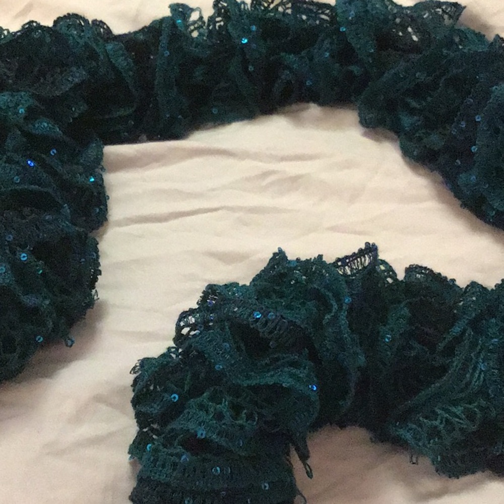 Handmade scarf sparkly Teal color